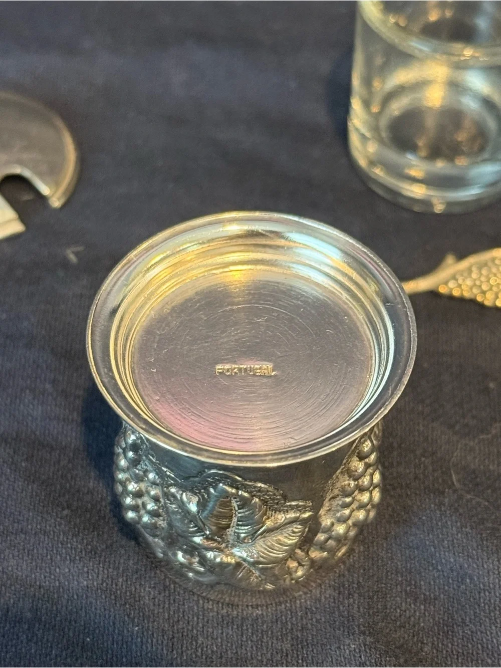 Vintage Portuguese Topazio Cazenovia Silverplate Salt Cellar with Spoon